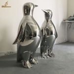 life size stainless steel modern penguin statue for sale
