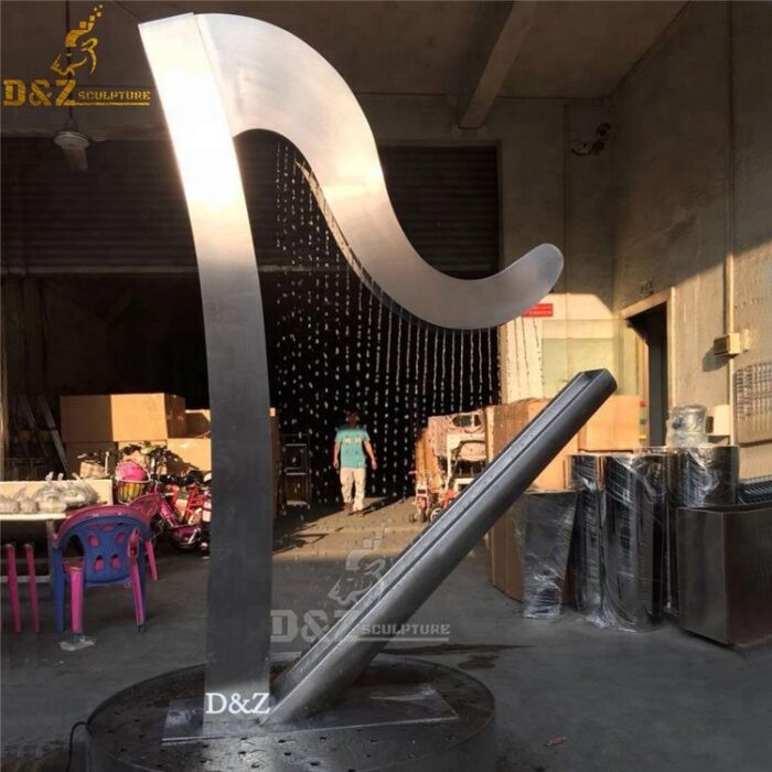 Harp Design Outdoor Decorative Big stainless steel Modern Garden Fountain DZM 038