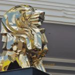 Outdoor Gold plated lion statue for hotel