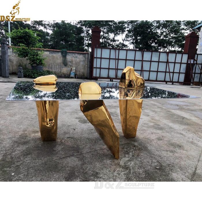 art coffee table metal plated stone style indoor for sale DZM 099