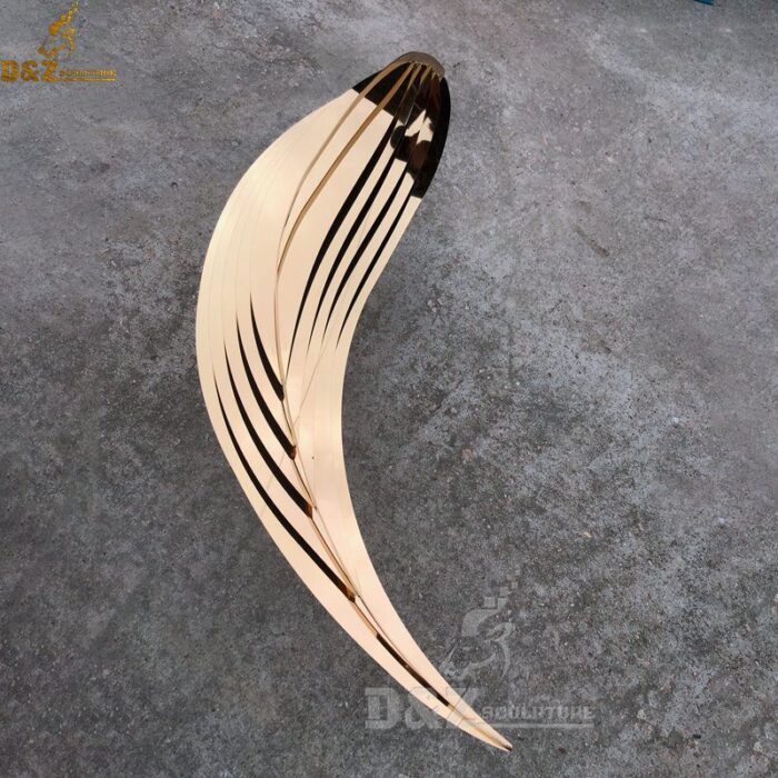 colorful plated sculpture gold feather sculpture art sculpture for sale DZM 053