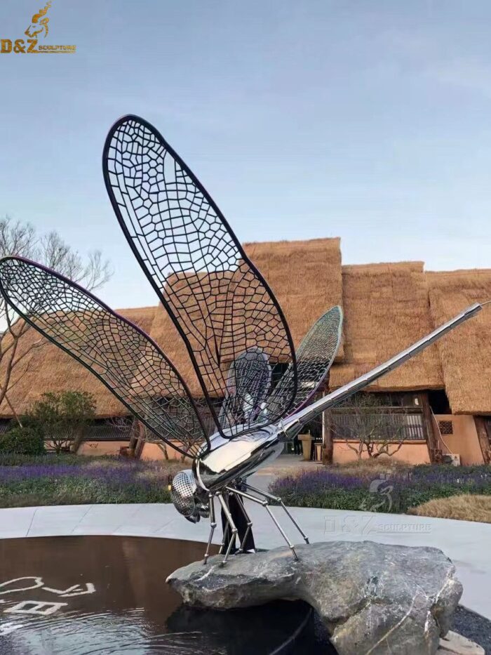 metal dragonfly sculpture wire dragonfly sculpture for sale DZM 112