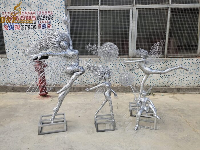 metal sculpture fairy figure statue in the wind for the garden DZM 074