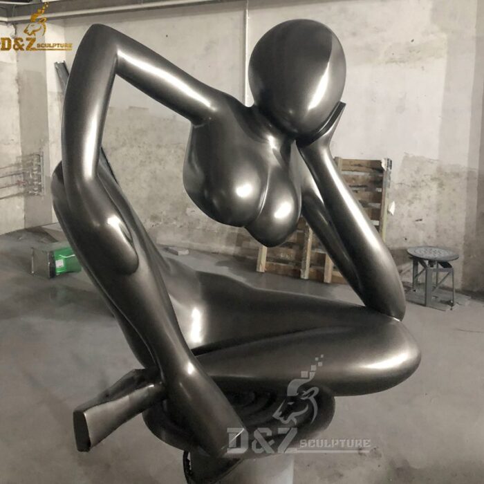 modern abstract statue stainless steel sculpture metal thinking statue for sale DZM 103
