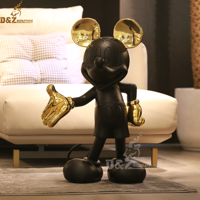 outdoor sculpture Disney garden sculpture plated Mickey sculpture for sale DZM 071