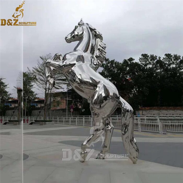 stainless steel horse sculpture mirror finishing for decor DZM 088