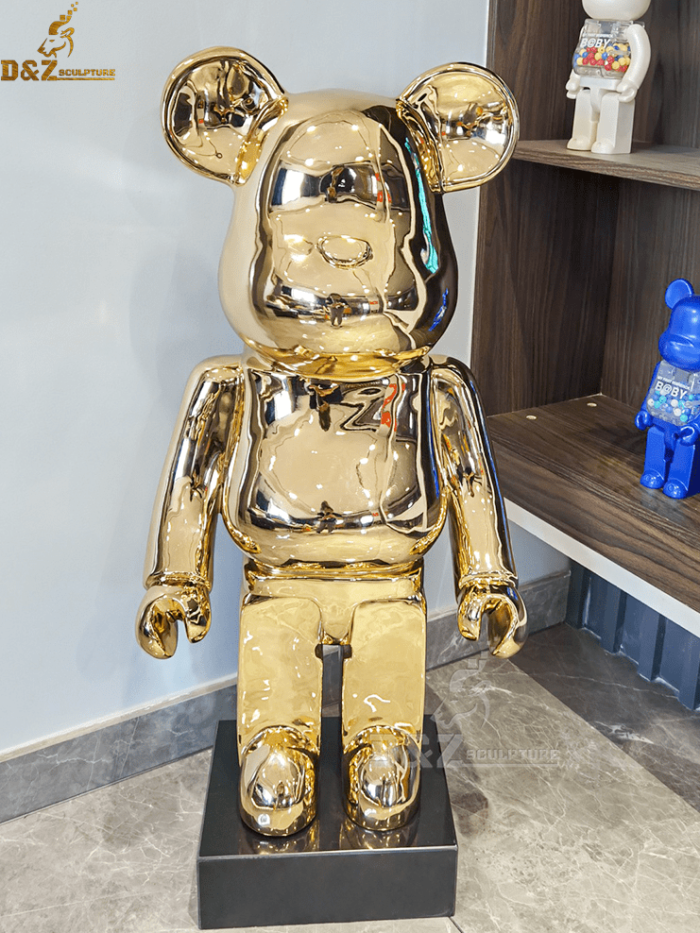 violent bear for garden gold plated for sale animal sculpture DZM 072