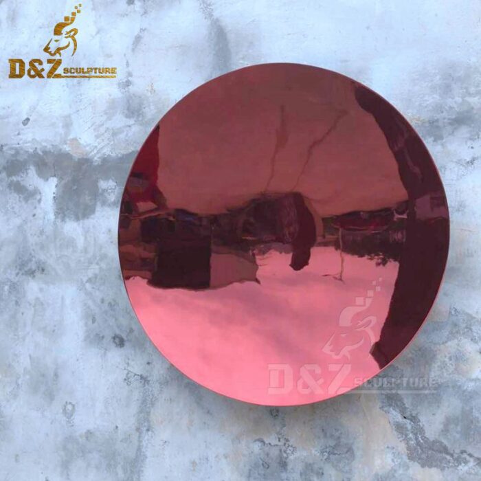 decorative metal disc wall art red chrome sculpture DZM 235
