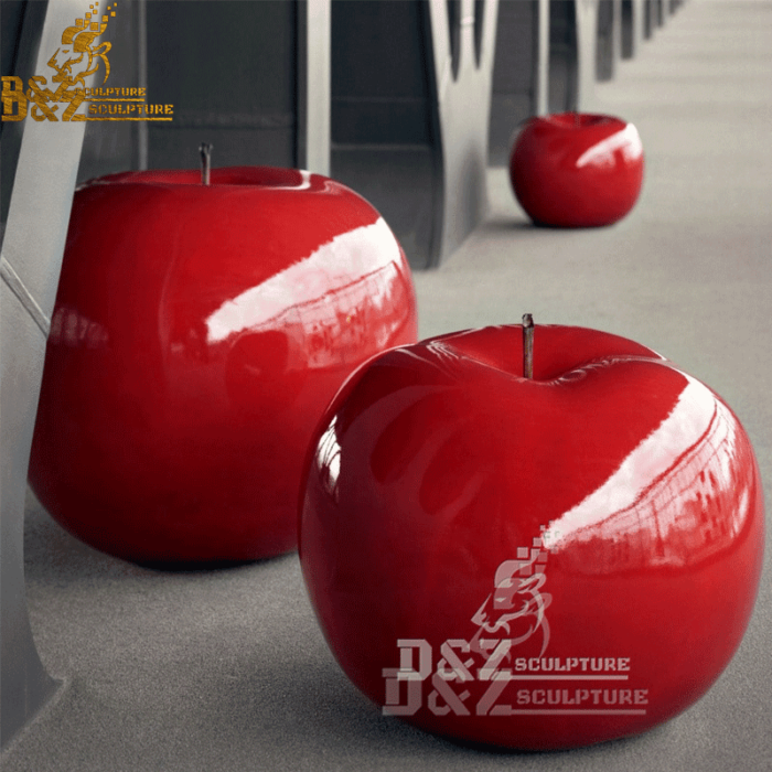 large apple sculpture metal sculpture stainless steel sculpture for outdoor DZM 157