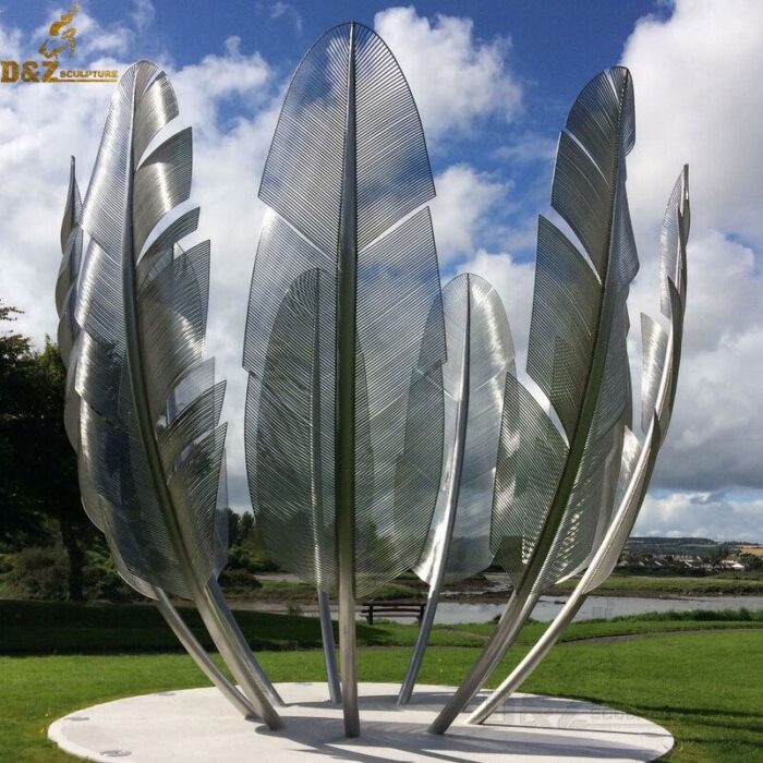 large feather sculpture metal garden sculpture outdoor decor sculpture DZM 124