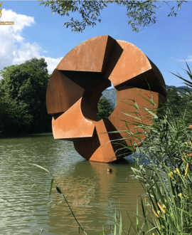 outdoor circle corten sculpture for garden statue DZM 185