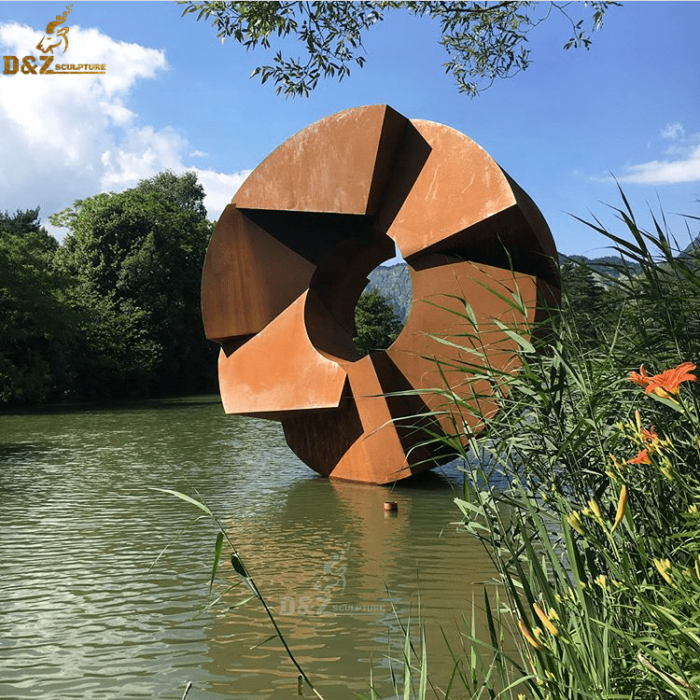outdoor circle corten sculpture for garden statue DZM 185