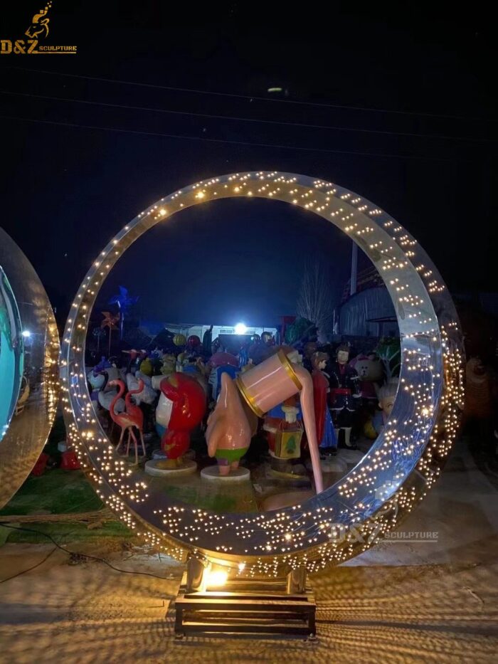 the abstract modern sculpture metal circle sculpture with light DZM 146