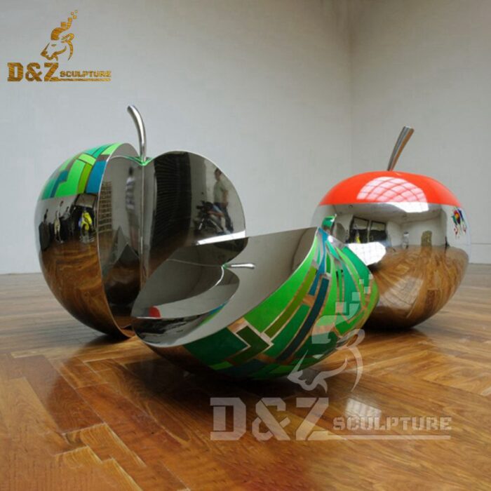 large decorative apple sculpture mirror finishing for garden decoration DZM 428