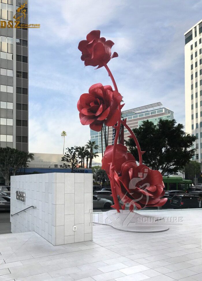 sculptures made of flowers red rose sculpture for garden decorative DZM 414 (2)