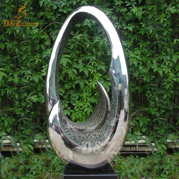 stainless steel egg shell sculpture mirror finishing sculpture for garden DZM 299