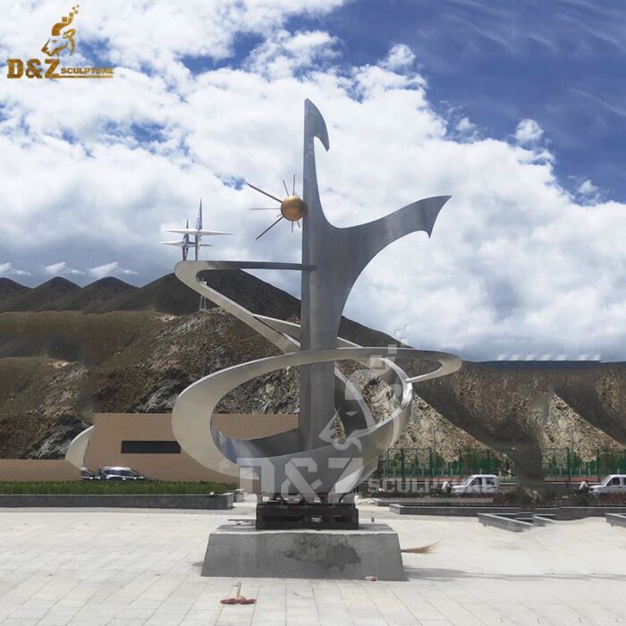 abstract sculpture city metal art design for garden stainless steel mirror shiny surface DZM 499