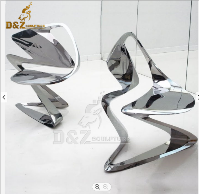 art chair sculpture metal stool stainless steel art mirror finishing DZM 467