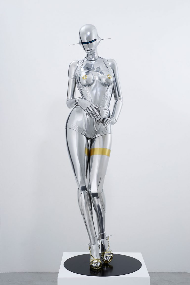 Hajime Sorayama Sexy Standing Robot Lady Stainless Steel Mirror Modern Figure For Sale Dzm598 2416