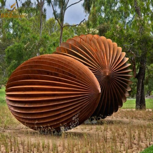 The large lantern corten art design steel sculpture for garden decor DZM 620