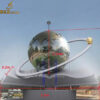 a large globe sculpture on the book stainless steel art design and drawing DZM 639 (1)