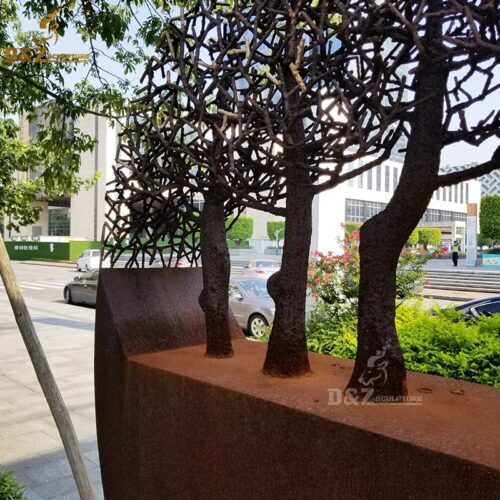 large outdoor corten steel art tree sculpture for modern decor DZM 614