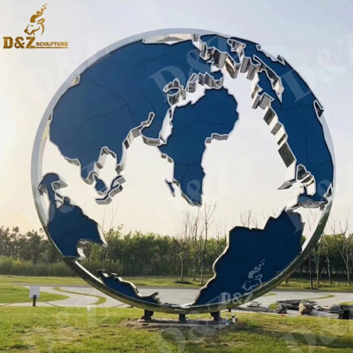 metal world globe sculpture globe structures sculptures stainless steel DZM 646