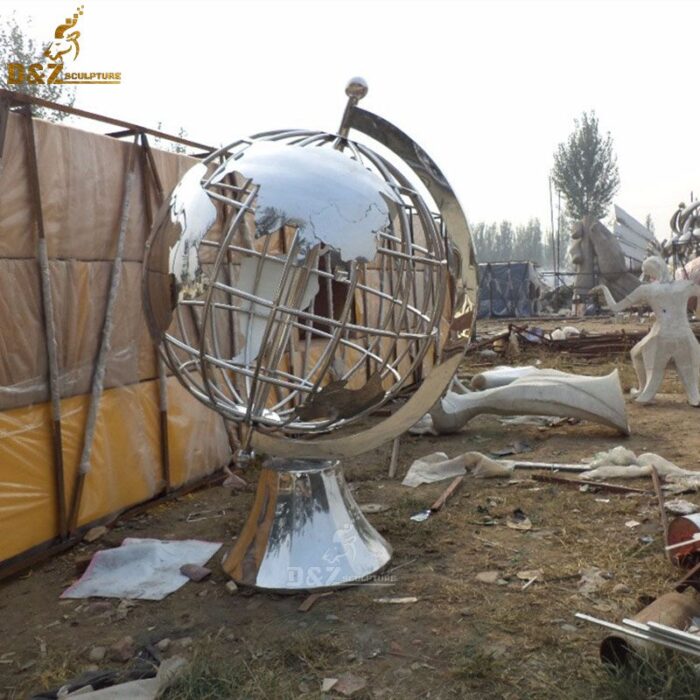 modern art globe can be rotate stainless steel art for garden decor DZM 644