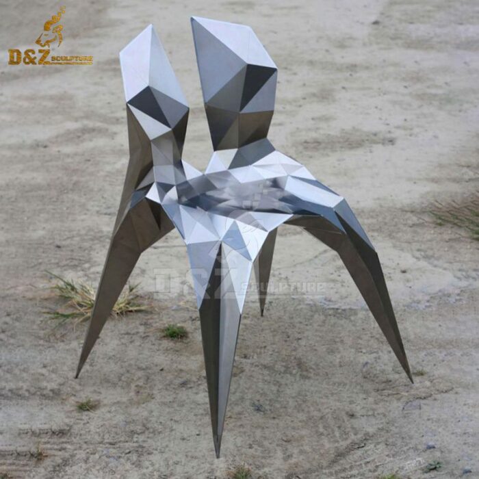 stainless steel chair sculpture art design diamond cut for modern home DZM 664