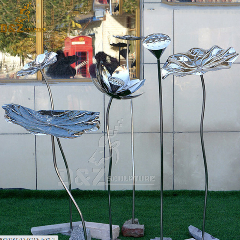 lotus flower garden sculpture art modern design sculpture stainless ...