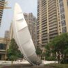 large withe feather sculpture stainless steel painting modern for park DZM 751 - Image 3