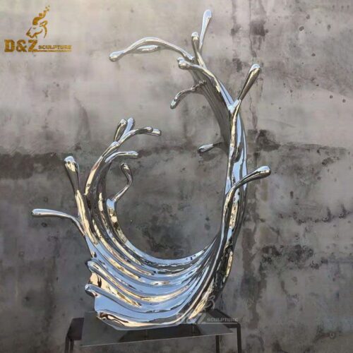 normal size stainless steel art piece mirror finish scuture water splashed sculpture DZM 707