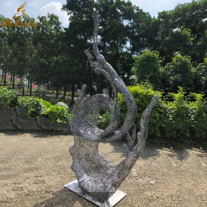 stainless steel art modern sculpture for sale mirror finish water drop DZM 708 (2)