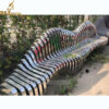 stainless steel mirror finishing bench sculpture for modern garden DZM 666