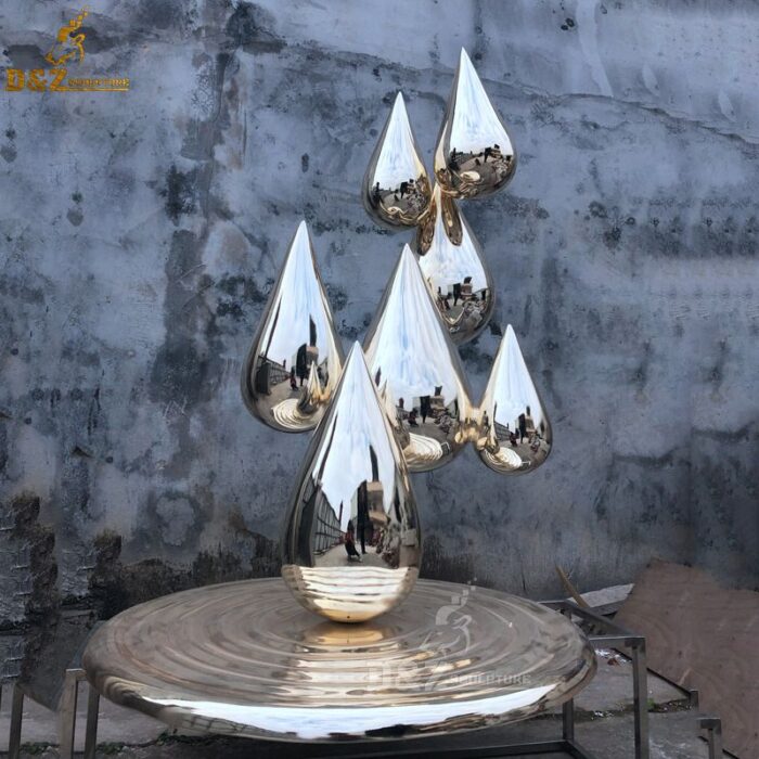 stainless steel mirror water drop sculpture birght and shiny under the water pool DZM 696 - Image 2
