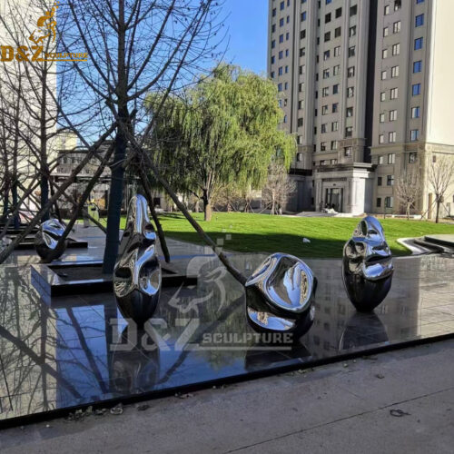 Outdoor Stainless Modern Art Metal Garden Sculptures Statues Rocky Statue Rock Steel Sculpture DZM 764
