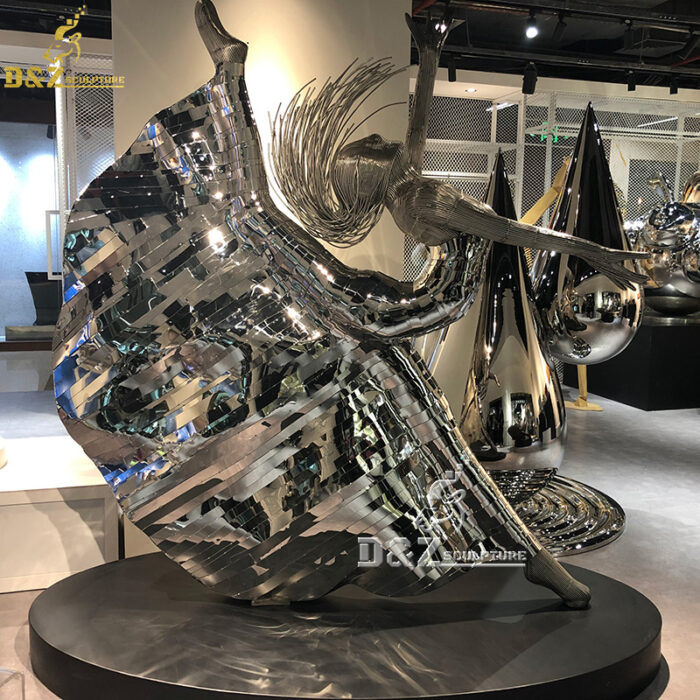 an abstract dancer girl sculpture art design for indoor decor mirror finishing sculpture DZM 829