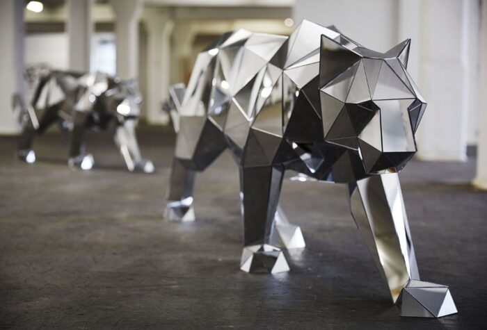 stainless steel sculpture art modern animal sculpture geometry animal sculpture for sale DZM 797 (1)