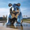 stainless steel art modern bear sculpture geometric sculpture art design DZM 844