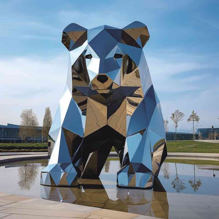 stainless steel art modern bear sculpture geometric sculpture art design DZM 844