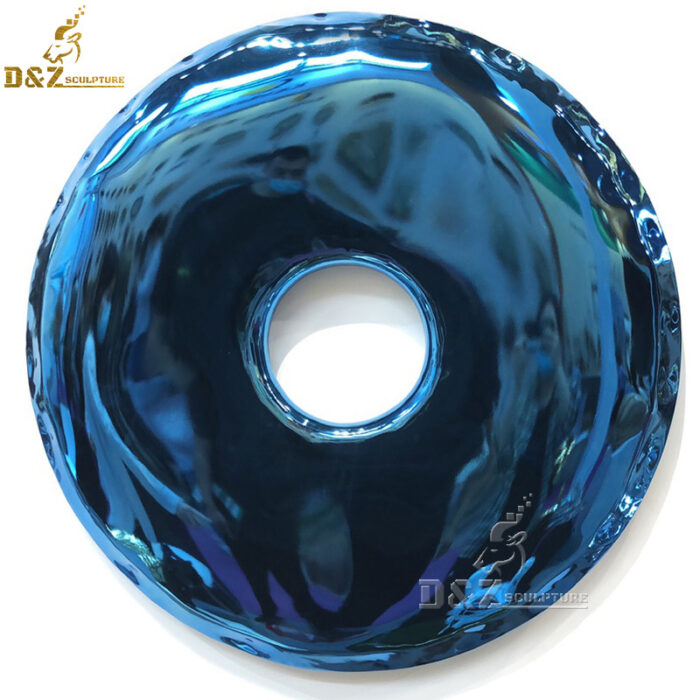 metal sculpture wall art blue plated shiny art circle modern sculpture DZM 835 - Image 2