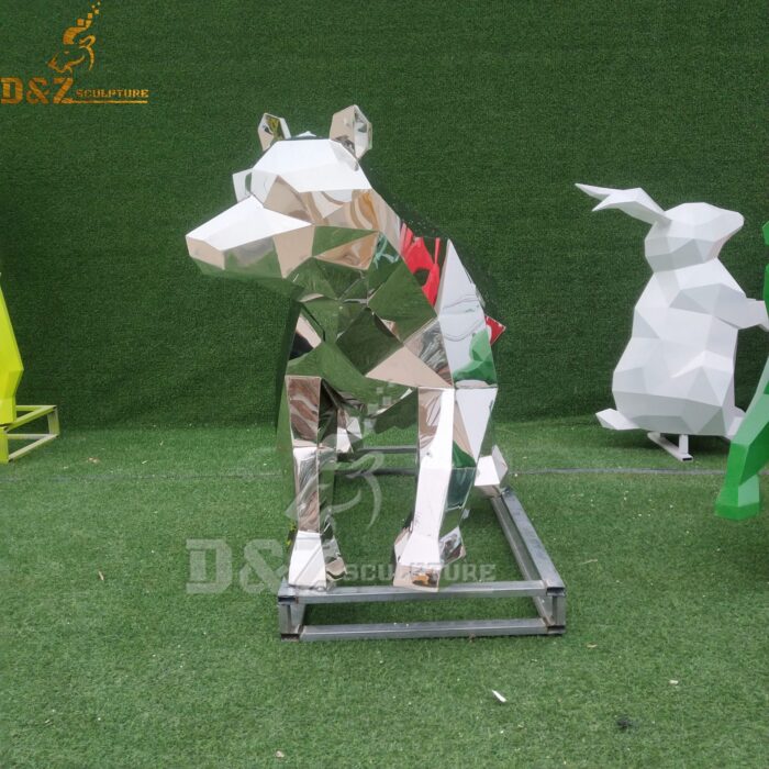 stainless steel art modern bear sculpture geometric sculpture art design DZM 844 - Image 3