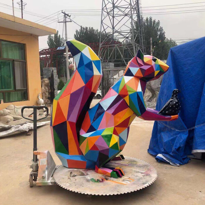 stainless steel art modern design animal geomrtric colorful sculpture DZM 843 (1)