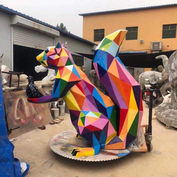 stainless steel art modern design animal geomrtric colorful sculpture DZM 843 - Image 3