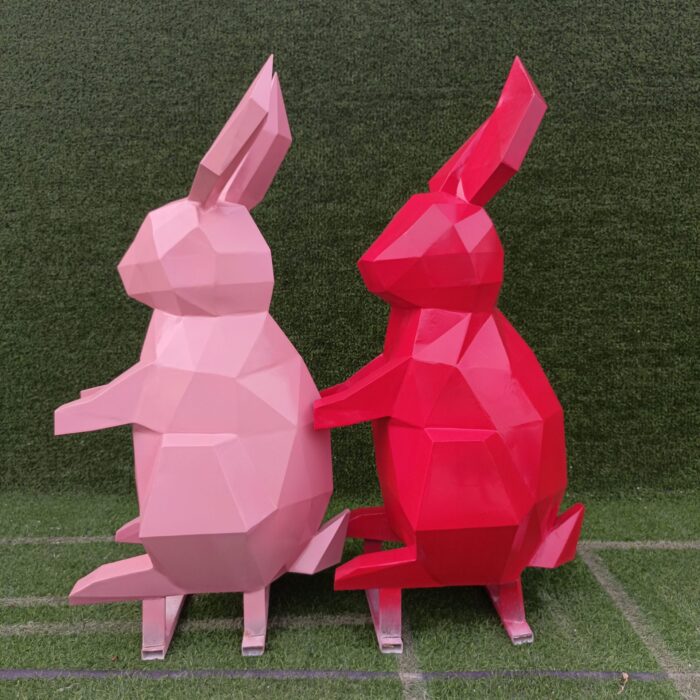 stainless steel geometric art rabbite sculpture modern design for sale DZM 847 - Image 2