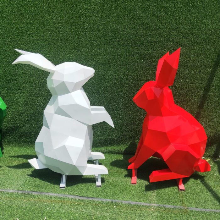 stainless steel geometric art rabbite sculpture modern design for sale DZM 847 - Image 3