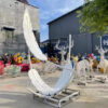 art modern white feather stainless steel art modern for garden decoration DZM 884 - Image 3