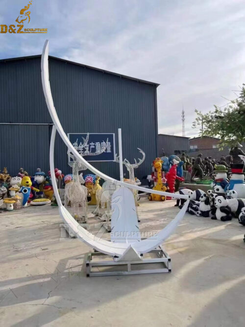 art modern white feather stainless steel art modern for garden decoration DZM 884 (2)