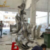 stainless steel high polished mirror finsihing fish sculpture modern design for garden decor DZM 849