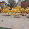 A herd of golden stainless steel abstract horses sculpture for garden decoration DZM 908 (3)